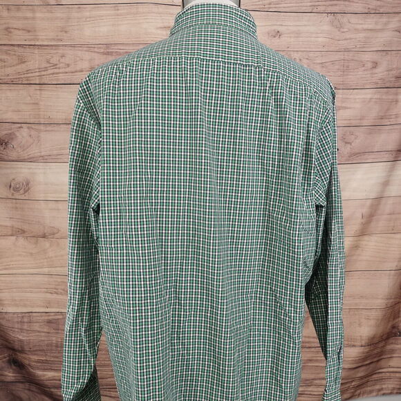 ROUNDTREE & YORKE GREEN GINGHAM CHECK BUTTON DOWN SHIRT MENS SZ L LARGE - Picture 4 of 6